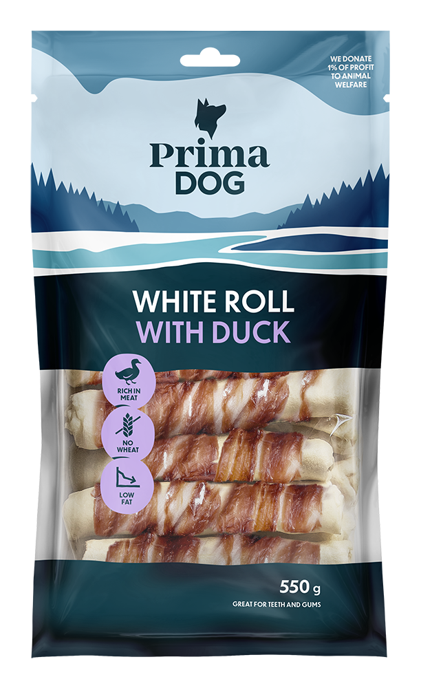 PD Vit tuggrulle med Anka 13cm, 15st, 550g