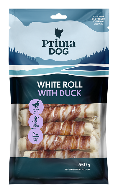 PD Vit tuggrulle med Anka 13cm, 15st, 550g
