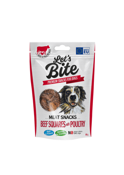 Let´s Bite Meat Snacks. Biff rutor med fjäderfä 80g