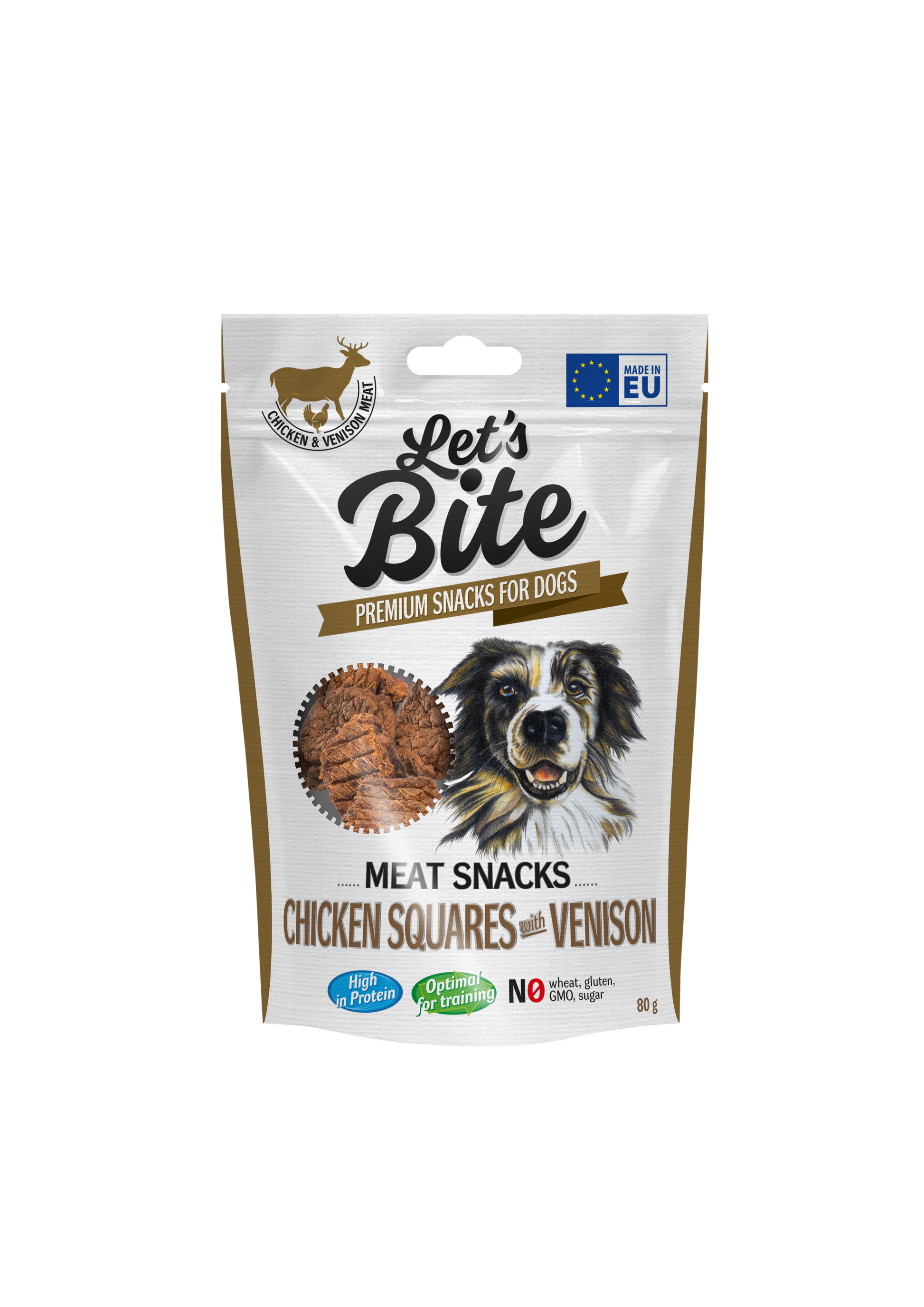 Let´s Bite Meat Snacks. Kycklingrutor med vilt 80g