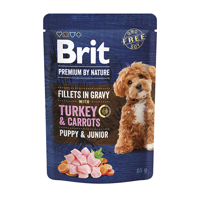 Brit PbN Valp & Junior Filéer i Sås Kalkon & Morot 85g