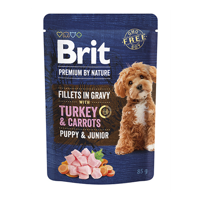 Brit PbN Valp & Junior Filéer i Sås Kalkon & Morot 85g
