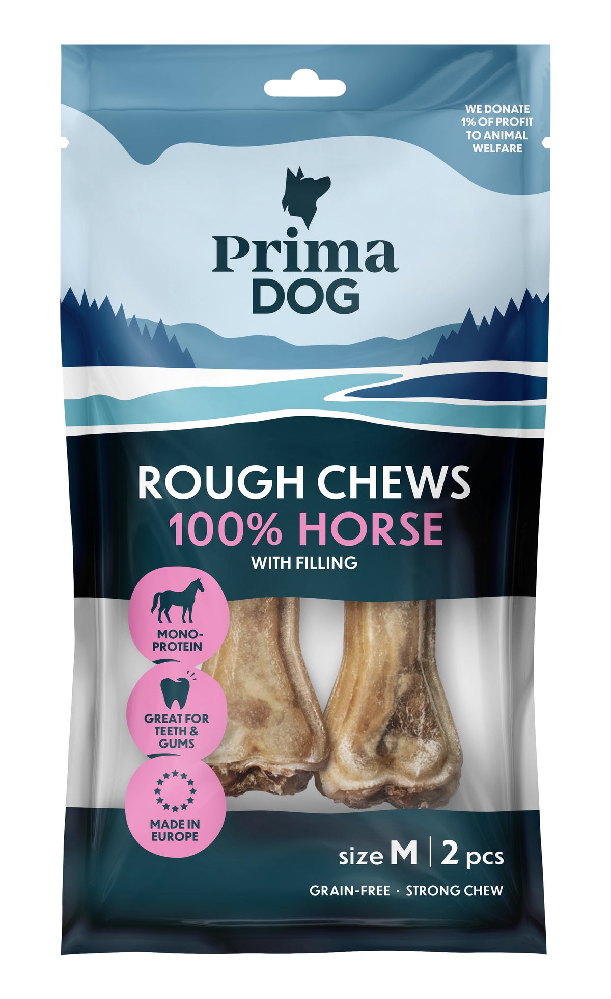 PD Rough Chews Häst fyllt tuggben M 12cm 100g