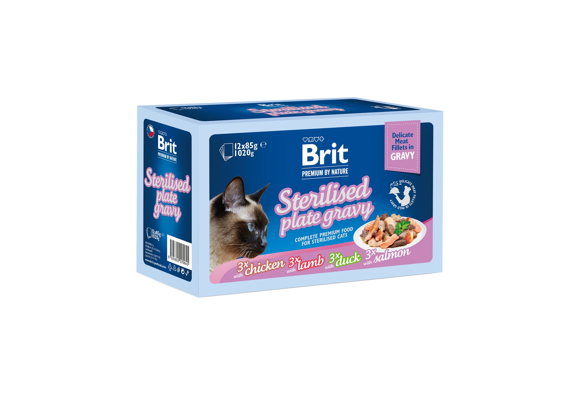 Brit PbN Katt Sterilized Filéer i Sås Family Plate 1020g (12x85g)