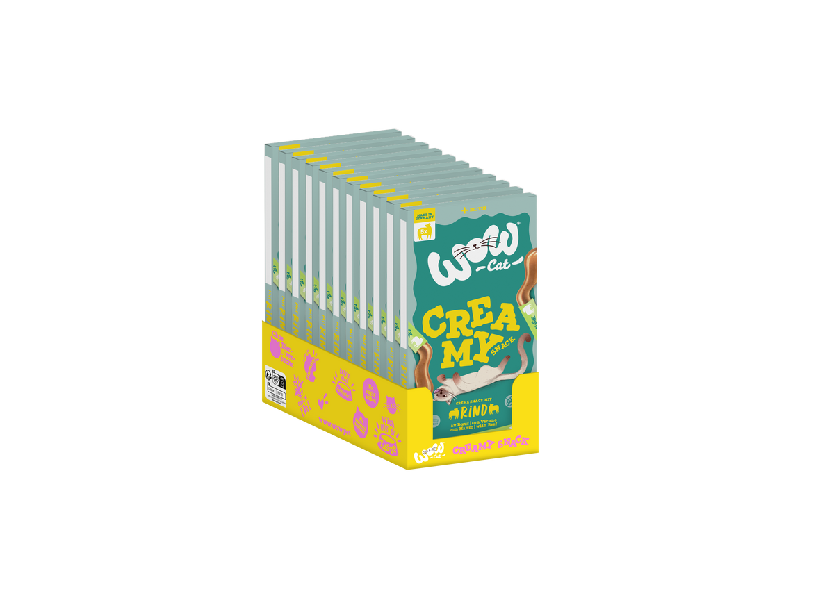 WOW CAT Krämiga snacks med Biff 5x16g
