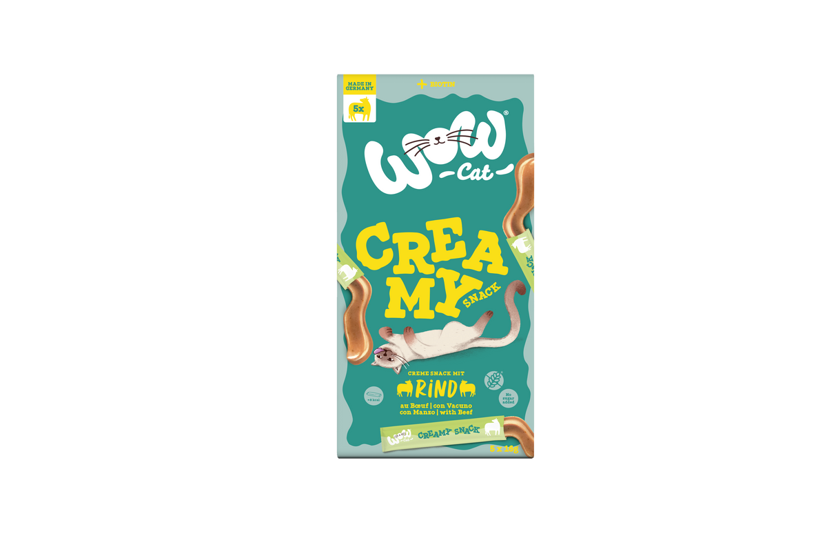 WOW CAT Krämiga snacks med Biff 5x16g