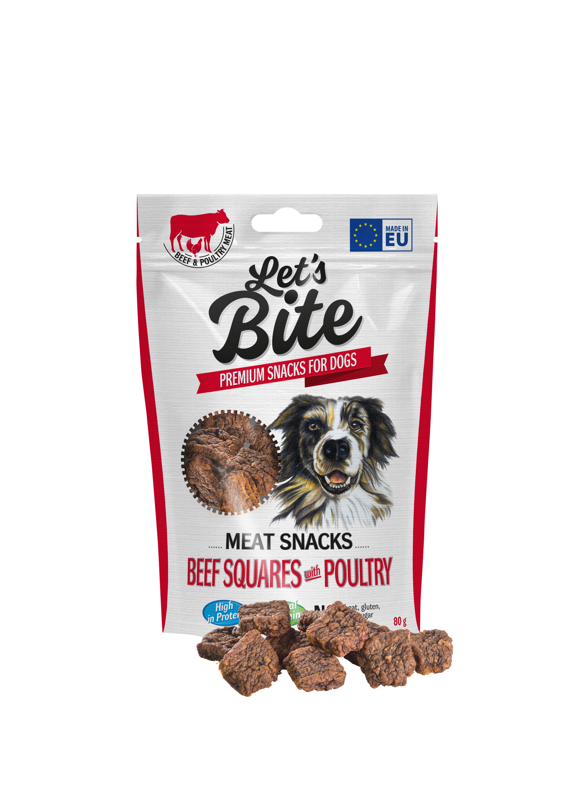 Let´s Bite Meat Snacks. Biff rutor med fjäderfä 80g
