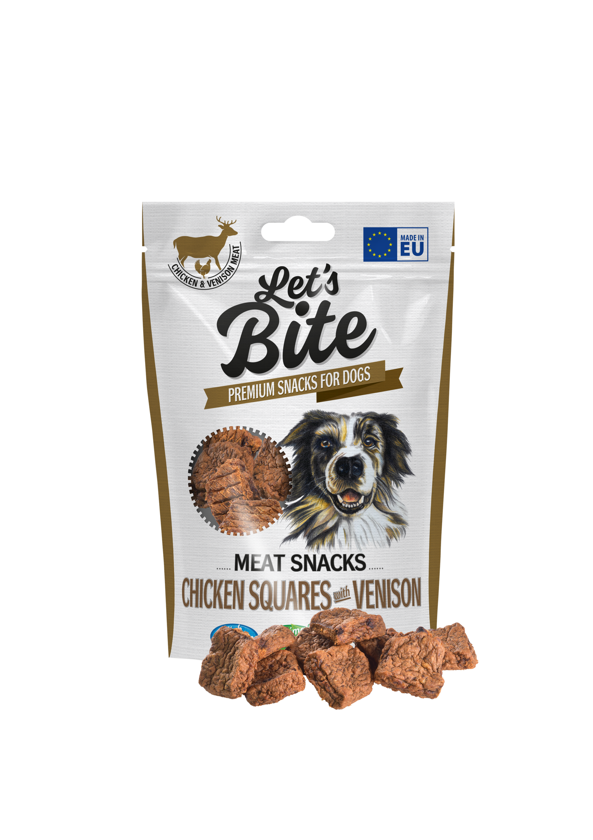 Let´s Bite Meat Snacks. Kycklingrutor med vilt 80g