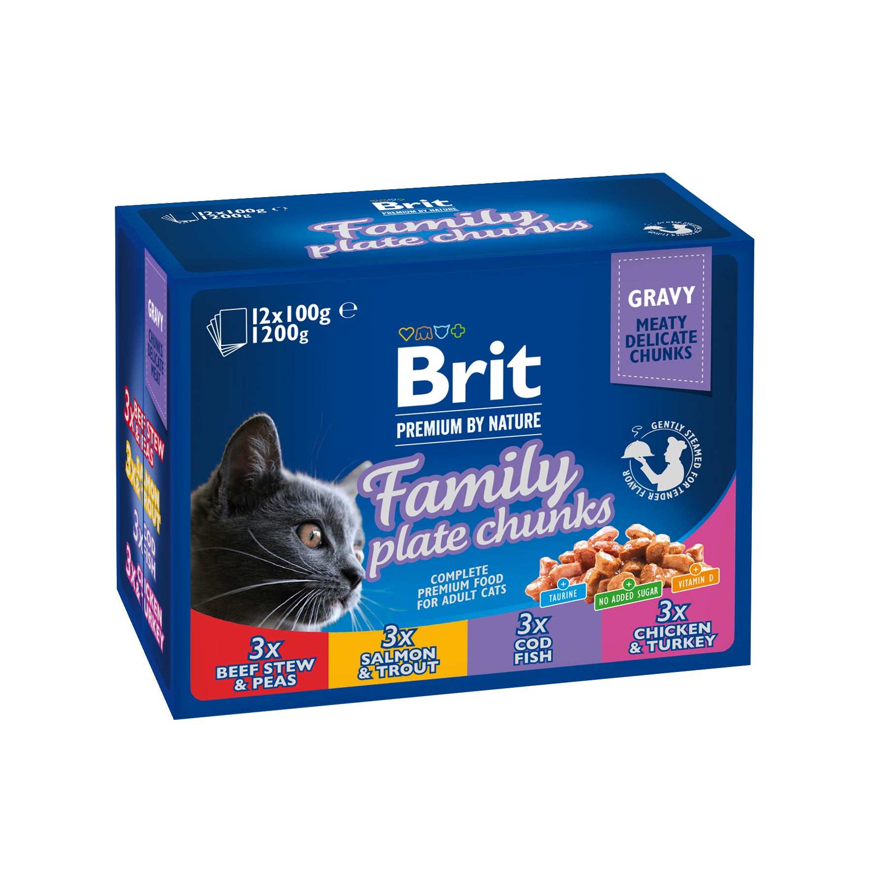 Brit Premium Katt Fisk & Köttbitar i Sås 12x100g