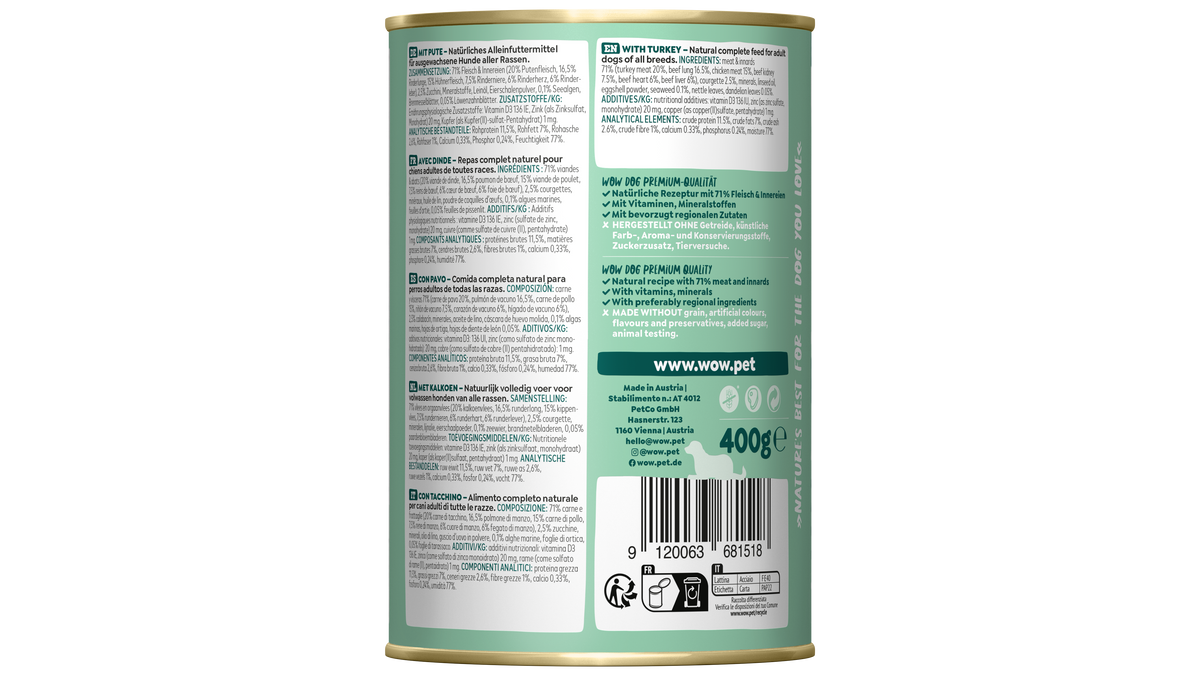 WOW DOG VUXEN Kalkon 400g