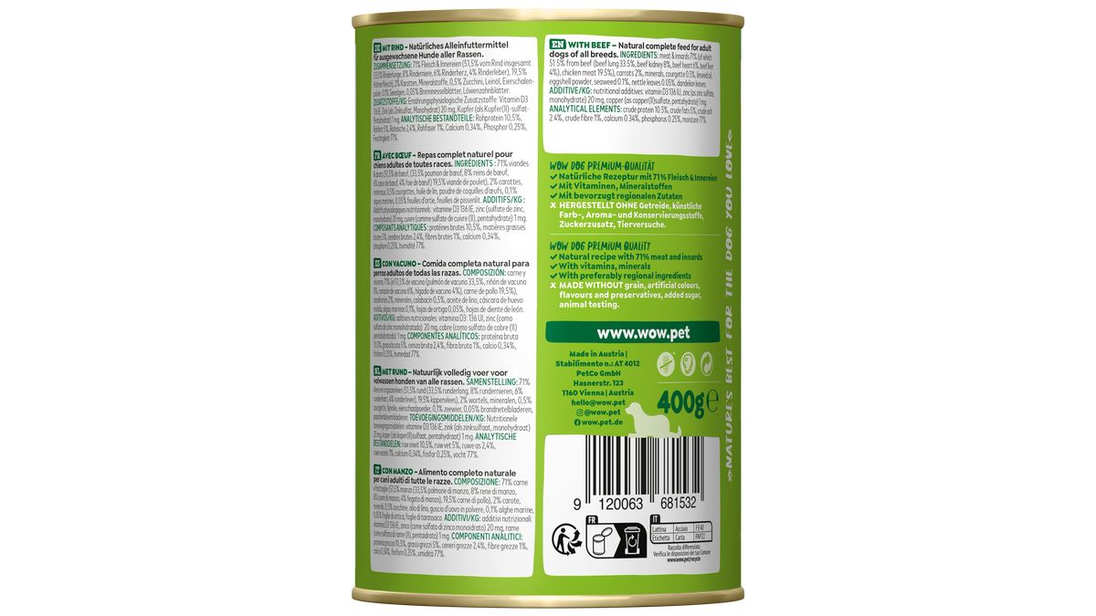 WOW DOG VUXEN Biff 400g