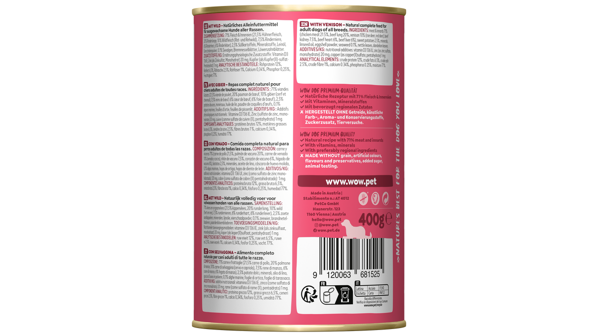 WOW DOG VUXEN Vilt 400g